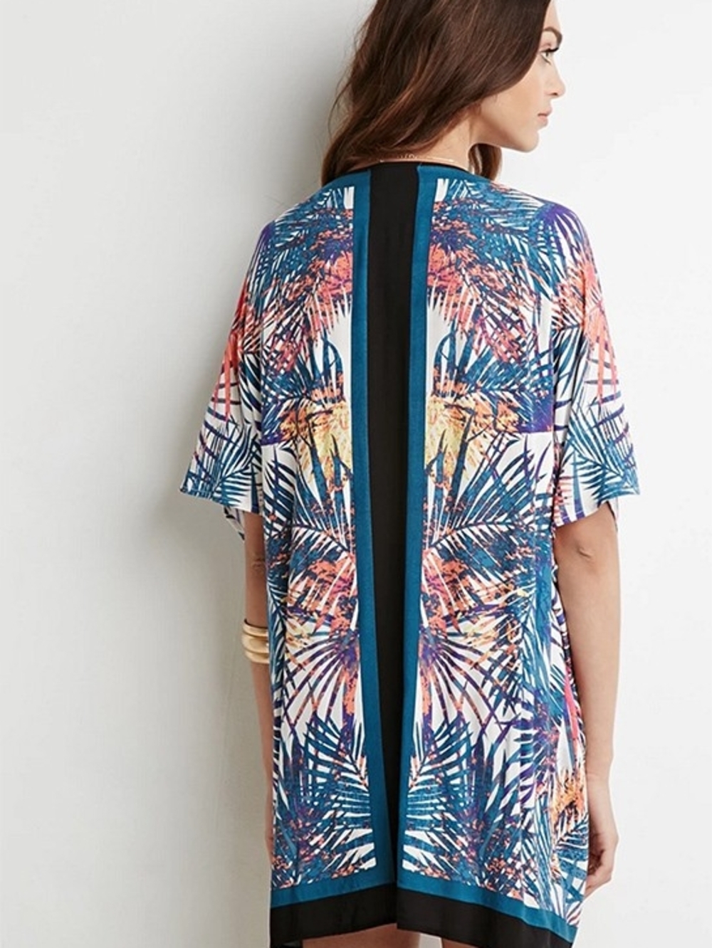 Forever 21 Swim Cover Up Tropical Palm Leaf Print Oversized Womens Small